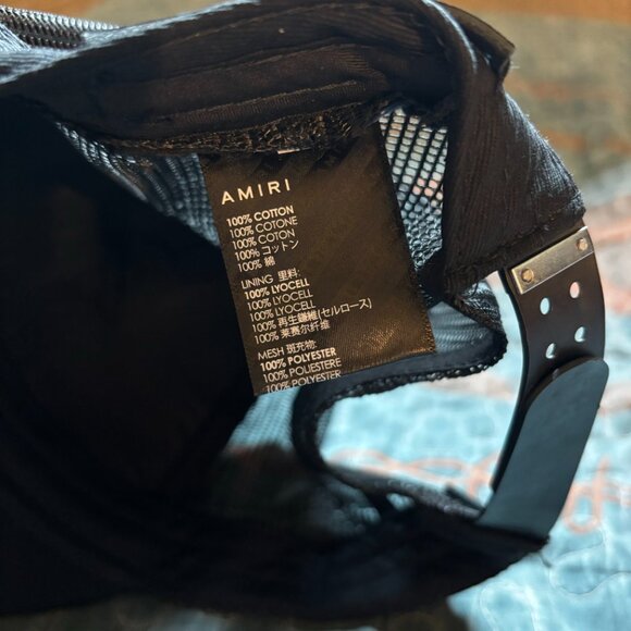 AMIRI BLACK M.A. TRUCKER HAT WITH BLUE LOGO - Picture 6 of 6